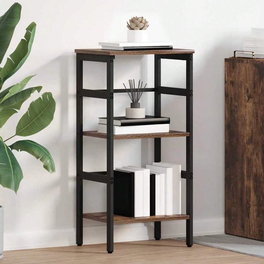 vidaXL Regalbrett aus geräucherter Eiche, 40 x 29,5 x 81 cm, Holzwerkstoff - Braun - Übersicht 1