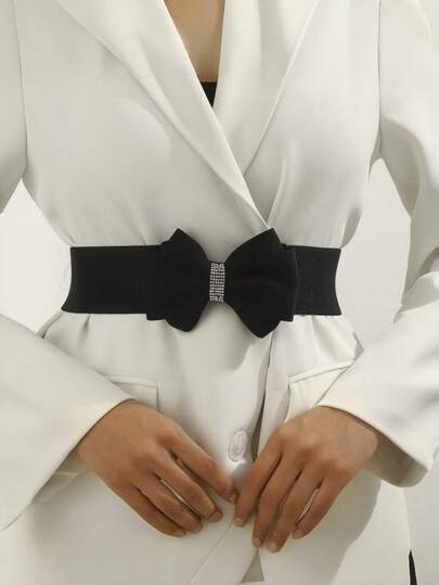 蝴蝶结腰带，镶钻甜美连衣裙，蝴蝶结装饰腰带，百搭，弹性腰带