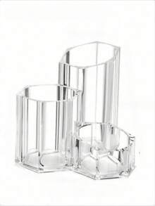 1pc Acrylic Transparent 3-Compartment Pen Holder, Desk Organizer Box, Suitable For Cosmetics And Stationery, Minimalist Multi-Function Desktop Storage - Multicolor - View 12