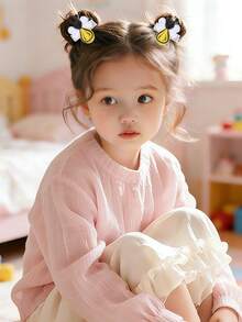 2入組/袋 可愛小蜜蜂髮夾/頭帶/女童髮飾，適用於春季
