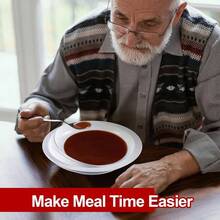 Adaptive Spill Proof Scoop Bowl And Plate Set With Suction Base Non Skid Self Feed Dinnerware Elderly Disabled Handicapped From Parkinsons, Dementia, Stroke, Tremor2 Sets, White - 2 + Đỏ và Trắng - Xem 8