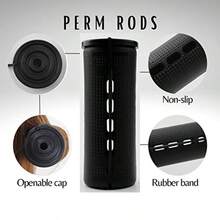 QY- Large And Jumbo Perm Rods Set - 24 Pcs Black And Green Color Hair Rollers For Natural Hair - Cold Wave Rods For Long Short Hair - Hair Curlers Hairstyling Tools -3788 - Đen xanh - Xem 5