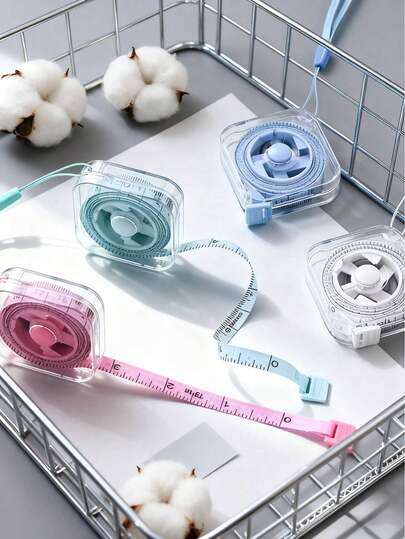 Cinta métrica retráctil y suave con cordón colgante y botón, escala doble cara en cm/pulgadas con bloqueo por presión, regla portátil ergonómica para costura y medición corporal de cintura, busto, manualidades DIY (multicolor)