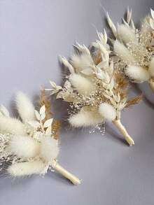 1/2/6/12pcs Bohemian Style Mini Dried Flower Bouquet | Small Vase Floral Arrangement | Desktop Decor | Mailbox Gift - Beige - View 8