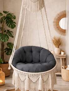Luxury Macrame Swing Cushion Set (Cushions Only) – 2 Pieces In Der Turkei - Dark Grey - View 4