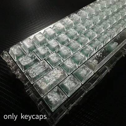 119键白色碳纤维粉色纹理侧刻键帽