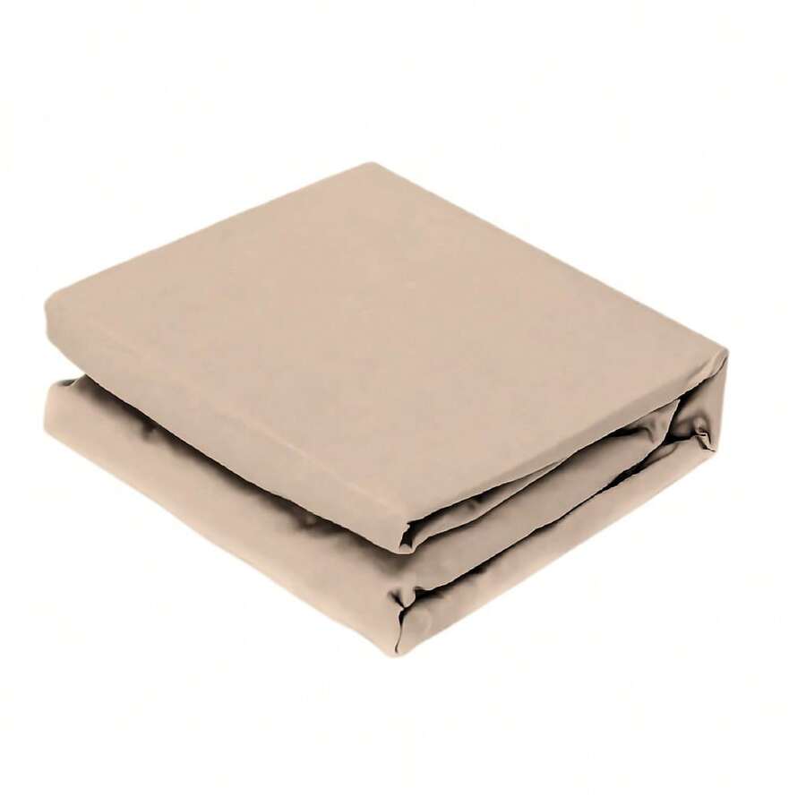 Lençol Solteiro Com Bainha Superior Micro Percal 400 Fios - Toque Aveludado - Bege - Visão 1