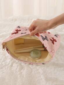 1pc Portable Cosmetic Bag, Holiday Gift, Butterfly Pattern Double-Sided Print, Zipper Travel Makeup Pouch, Multi-Functional Toiletry Organizer - Multicolor - View 4