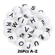 26颗15毫米彩色圆形硅胶字母珠套装 - 用于DIY珠宝制作、钥匙扣、手链等。 - 矽膠字母圓珠 - 查看 16