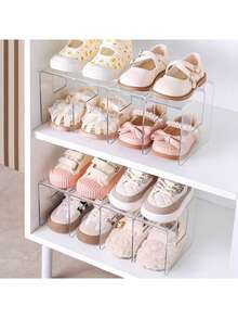 1/2个装节省空间鞋架，小巧鞋架，节省空间的垂直收纳架，多隔层设计，适用于家庭、宿舍和衣柜，非常适合存放人字拖和凉拖，鞋子收纳整理架，家居收纳用品 - 彩色 - 查看 9