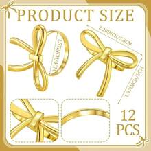 2/6/12/20个装情人节蝴蝶结餐巾环，闪亮金色金属蝴蝶结餐巾架，情侣约会情人节晚餐餐桌装饰，适用于情人节晚宴、婚礼、家庭聚会 - 金色 - 查看 11