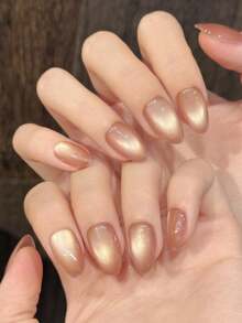 10 móng tay giả ngắn hình hạnh nhân, thủ công, thích hợp cho các bữa tiệc và sử dụng hàng ngày, kiểu "trà đá" với hạt thủy tinh lấp lánh, hiệu ứng ánh sáng nhấp nháy, phong cách mắt mèo tối giản, móng tay ngắn hình hạnh nhân, dễ đeo. 10 móng tay giả thủ công phong cách Y2K, thích hợp cho các bạn gái và phụ nữ đeo trong các bữa tiệc ngày lễ và các dịp hàng ngày. Dụng cụ làm móng - Bụi hồng - Xem 4