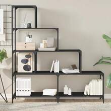 Biblioteca vidaXL de 4 niveles, color negro, 139x33,5x149 cm, madera de ingeniería. - Negro - Ver 4