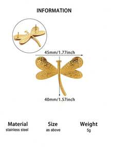 1PC Punk Dragonfly Brooch Pin For Women Men Stainless Steel Animals Geometric Brooch Pin Party Hypoallergenic Jewelry Gift