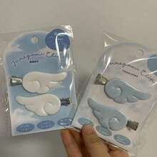 1Pair Cute Sweet Japanese Style Y2K Angel Wing Hair Clip Hairpin Barrettes Hairgrip - trắng - Xem 3