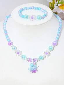 4件套女孩可爱章鱼贝壳吊坠珍珠串珠手链项链首饰套装，适合女孩日常佩戴和送礼。 - 彩色 - 查看 8