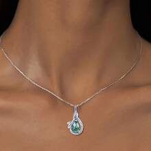 1件优雅奢华925银镶嵌玛瑙水滴吊坠项链，适合女性日常、派对和送礼。 - 銀色 - 查看 8