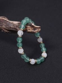 YAUKIA Good Luck Green Aventurine Bracelet Men Women Attract Wealth Bracelet Reduce Stress Yoga Meditation Emotional Balance Handmade - Multicolor - View 2