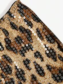 Women's Leopard Print Sequin Sexy Fashion Shorts, Casual Daily Shorts, Retro Chic, Party, Y2K Style, Suitable For Spring/Summer - Gold - View 4