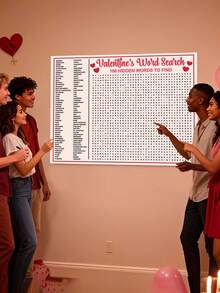 Giant Valentine's Day Crossword Puzzle Poster - Valentine's Day Crossword Puzzle, Party Crossword Game, Oversized Interactive Puzzle, Fun Family Activity, Simple And Entertaining Party Game, Adds Joy To Gatherings With Friends And Classmates, Perfect For Decoration And Gift-Giving - Multicolor - View 3