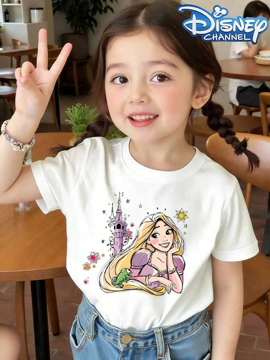 This Disney Rapunzel "Let Your Light Shine" Graphic T-Shirt Is Perfect For Boys And Girls To Wear To Holiday Parties, Family Gatherings, Outdoor Activities, And Trips, And Makes A Great Gift For Children Visiting Disneyland. - trắng - Xem 1