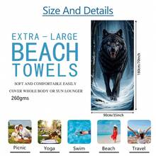 1条雪地狼图案沙滩巾，超柔软超细纤维特大号沙滩毯，超强吸水浴巾，适合旅行、游泳池、潜水、冲浪、瑜伽、露营，多种尺寸可选，沙滩用品，适用于海滩、泳池、旅行、露营、瑜伽、浴室装饰 - 彩色 - 查看 12