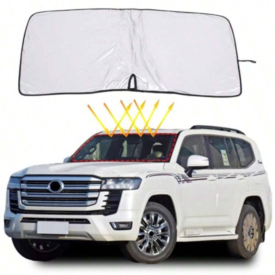 Windscreen Sun Shade Compatible With Toyota Land Cruiser LC200 20082021 Accessories Reflective Windshield Cover Window Shade UV And Heat Blocking Cover - Polyester - View 1