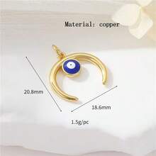 1件铜质时尚高端恶魔之眼个性化嘻哈吊坠，DIY手链项链耳环首饰配件 - 彩色 - 查看 7