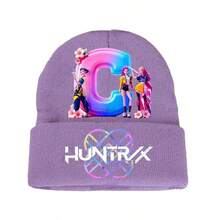 1pc KPOP Witch Hunting Girl Group Letter Knitted Beanie, Fashionable Cuffed Printed Knitted Hat