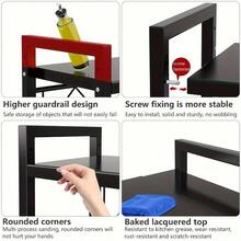 Expandable Microwave Oven Rack, Kitchen Shelf With 5 Hooks, 3-Tier Kitchen Counter Organizer Shelf Stand, Pot Pan Grill Storage Racks, Carbon Steel Heavy Load 24.95KG Capacity, Standing Shelf - Black Microwave Stand - View 6