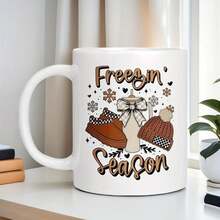 1pc Halloween Theme Ceramic Mug Mug Coffee Cup Tea Cup 11oz And 15oz Halloween Frozen Season Pattern Best Halloween Holiday Friends And Family High Temperature Resistant Washable Halloween Decoration - 黑色4 - 查看 6