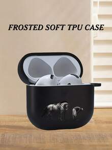 新年礼物 - 黑色哑光创意骏马骑士图案印花耳机保护套，防摔，简约时尚，适用于 Pro3/Pro2/Pro4/3/2/1