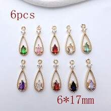 1个/3个/6个装 微镶嵌五瓣水滴吊坠，适用于DIY珠宝制作，耳环、项链、钥匙扣 - 彩色 - 查看 15