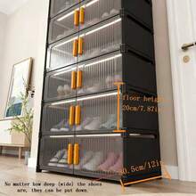 多层鞋架，简约布艺鞋柜，多层收纳架，大容量防尘家用鞋架，易于组装落地式防尘鞋架，卧室和宿舍的理想家居收纳架，适用于运动鞋、高跟鞋、靴子、鞋盒 - 彩色 - 查看 4