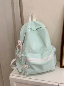 New Korean Style Chic Minimalist Casual Backpack, Durable And Versatile - Green - View 9
