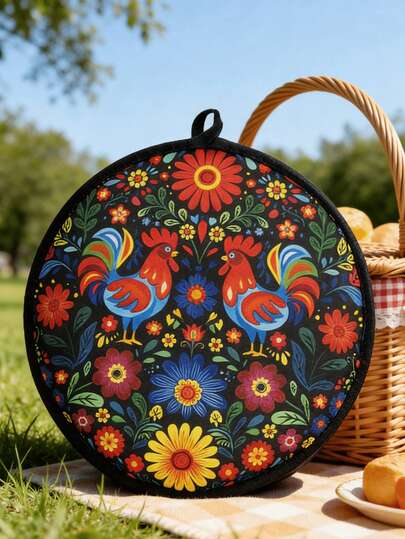 波西米亚曼陀罗图案保温食品袋 - 可重复使用的保温午餐卷饼袋，适用于厨房/野餐，时尚圆形保温/保冷容器