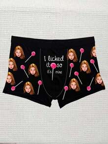 1条定制人脸印花男士三角裤，个性化内裤，防卷边腰带短裤，可定制照片印花平角内裤，男友/老公礼物，定制，个性化礼物，周年纪念，节日，男友卧室/客厅理想礼物，节日男友卧室/客厅理想礼物，定制照片拳击短裤，闪亮情侣新款，彩色定制，睡衣套装，情侣装 - 彩色 - 查看 5