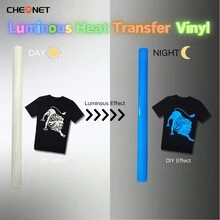 CHEONET 夜光热转印乙烯基卷材 - 30x30厘米，30x100厘米，适用于T恤、DIY服装、热压印花、工艺材料