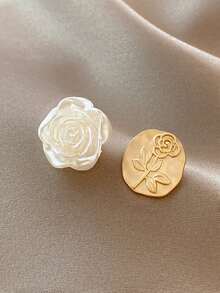 5 Pairs Vintage Oil Drop Flower & Faux Pearl Earrings Set, Delicate & Versatile, Suitable For Daily Wear - Multicolor - View 6