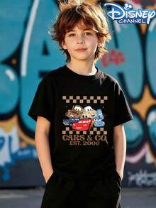 This Disney Cars-Themed Crew Neck Summer T-Shirt, Featuring Characters From The Movie, Is Suitable For Boys And Girls To Wear To Holiday Parties, Family Gatherings, Outdoor Activities, Travel, And As A Gift For Children Visiting Disneyland. - màu đen - Xem 1