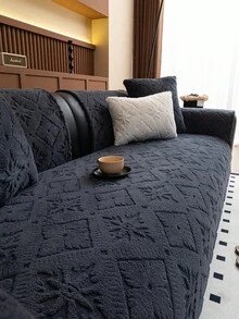 Luxurious Plush Sofa Cover - Thick, Warm & Non-Slip Couch Protector For Living Room, Office, Bedroom Decor - Machine Washable, Fits Single To Four Seater Sofas - Dark Grey - View 5