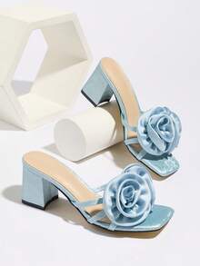 Giày cao gót nữ, thích hợp cho các buổi tiệc đêm mùa xuân/hè, du lịch ngoài trời, mua sắm, dự tiệc, biểu diễn sân khấu, đi làm, tiệc tối, quà tặng ngày Valentine, hẹn hò, thời trang cao cấp dành cho người nổi tiếng. Màu trơn mờ, họa tiết hoa, mũi vuông, gót dày, kiểu dáng gợi cảm, sang trọng, phá cách, dễ phối với váy, vest nữ, tươi mát, ngọt ngào, đa năng. - Màu xanh nhạt - Xem 6