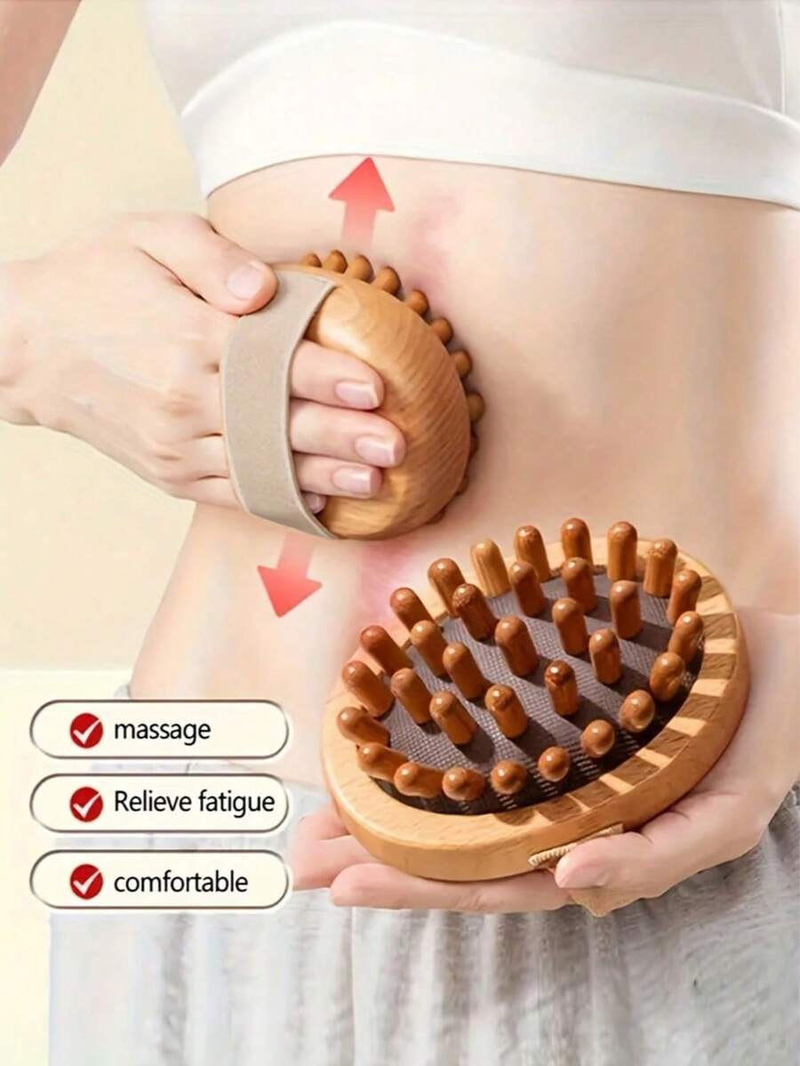 1/2pcs Wooden Massage Brush/Pad, This Powerful Massage Brush Is A Massage And Body Therapy Tool Used To Relieve Fatigue And Pain, Reduce Fat, Stimulate Lymph And Blood Circulation, And Clean Dead Skin - Multicolor - View 1