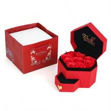 新款9朵玫瑰花心形首饰盒，情人节礼物