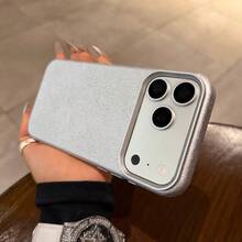 Leather Minimalist Solid Color Fashion High-Grade Silver Leather Texture Phone Case Compatible With IPhone 17 Pro Max/17 Pro/17/16 Pro Max/16 Pro/16/16 Plus/15/15 Pro Max/15 Pro/15 Plus/13/14 Pro Max/13 Pro/13 Pro Max/14 Pro/14 Pro Max/14 Plus, Creative Design For Men And Women Gift Spring Birthday - Silver - View 4