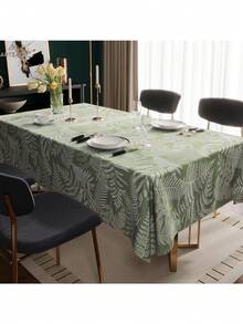 Green Leaves Rectangle Square Tablecloth, Waterproof Oil-Proof Scratch-Resistant Table Cloth, Wipe-Clean Polyester Table Cover For Dining Camping Indoor Outdoor, Multi-Size - 綠葉 - 查看 2