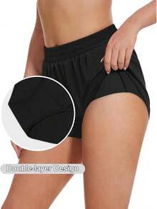 NIASHOT 3 Workout Shorts Women With Liner Biker Athletic Running Hiking Yoga Quick Dry Side PocketsA Valentine's Day DNFK - 黑色 - 查看 2