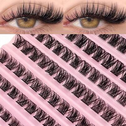 120 Pcs D Curl Clusters Eyelashes,Natural False Eyelashes,Fluffy Soft And Lightweight Individual Eyelash,For Beginners,Reusable DIY At Home For Used Daily Makeup Extension, Party,Gift,Dates,Travel