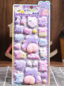 3D Cute Animal Panda, Rabbit And Cat Paw Foam Stickers, Stress Relief Stickers, Decorative Stickers, Suitable For Water Bottles, Keyboards, Tables, Children's Rewards, 3D Scrapbooking Sticker Toys