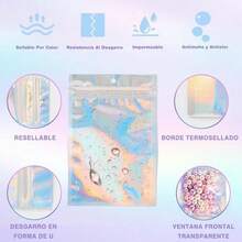 300PCS Bolsas Holográficas Hermetica Multiusos, Bolsa Ziplock Transparentes Reutilizable, Bolsas De Almacenamiento Para Alimentos, Joyas, Cosméticos, Accesorios y Más (10.5 x 15CM Black) - 10,5 x 15 Negro - Ver 2